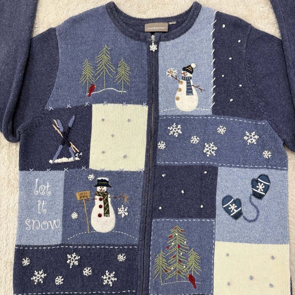 Croft & Barrow Womens Approx XL Snowman Christmas Cardigan Grandmacore